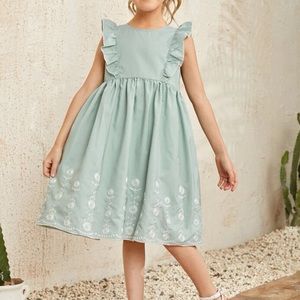 Girl’s Ruffled Embroidered Floral Dress